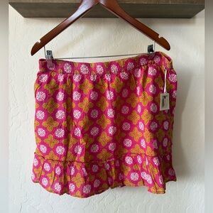 Sigrid Olsen|Women’s boho 70’s print Floral Pink and Yellow Skirt,NWT••Cotton,XL